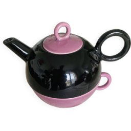 ART Theiere égoïste et sa tasse noir 4x13x15
