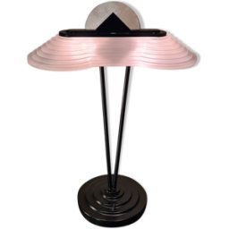Lampe de bureau memphis stijl style milan ,verre moulé art nouveau 1970 a 80 noir 18x35x51