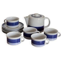 ART Service à thé scandinave en grès bleu et blanc bleu 0x0x0