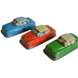 3 autos à clés 1950 multicolore 8x4x3