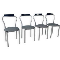 Ensemble de 4 chaises de salle à manger par Calligaris Italie, 1980 gris 41x43x81