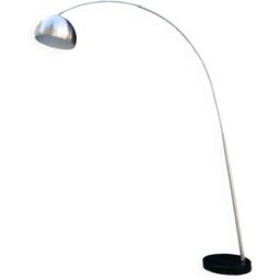 lampadaire design métal chromé argent 37x37x228