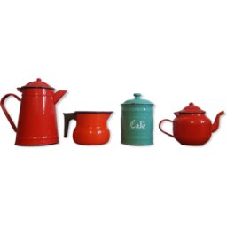 ART Ensemble décoratif d'appareils de cuisine émaillés rouge