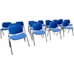 Série de 40 chaises de G. Piretti pour Castelli Anonima Castelli, Italie, années 1970 bleu 51x56x77