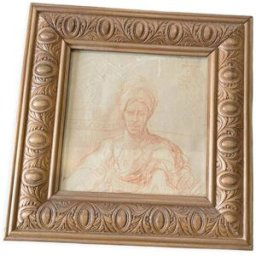 ART Portrait orientaliste d'homme au turban à la sanguine Paguenaud Jean-louis beige 35x2x35