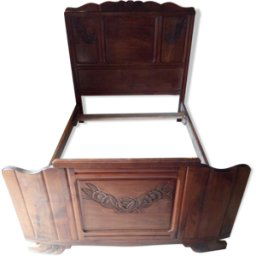 Bois de lit art deco annee 30 marron 130x190x125