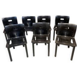 7 chaises modèle 4870 design par Anna Castelli Ferrieri pour Kartell noir 45x42x76