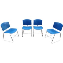 Lot de 4 chaises de conférence par Max Stacker pour Steelcase bleu 47x46x77