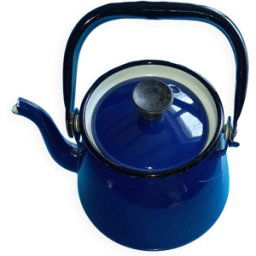 ART Bouilloire vintage en métal émaillé bleu four - 1 litre environ 12cm de hauteur (sans poignée) bleu 12x16x12