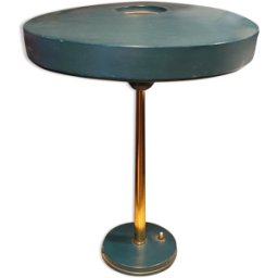 Lampe de table paquebot philips timor Louis c. Kalff 1950 vert 40x40x50