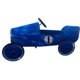 Voiture à pédales ancienne bleu 40x110x55
