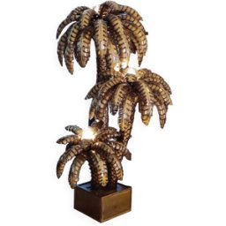 Lampadaire triple Palmiers de la Maison Jansen de Paris - Luminaire - Laiton dore 115x130x215