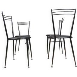 Chaises de salle à manger vintage par Calligaris, années 1980 noir 40x40x83