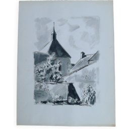 ART Dessin original à l encre de Chine de Jean Villette (1913-2005) noir 32x0x42