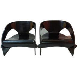 Paire de chaises longues "interlocking" par Joe Colombo pour Kartell noir 70x66x59