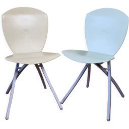 Paire de chaises pliantes viva, design italien, lucci orlandini pour calligaris vert 38x33x76