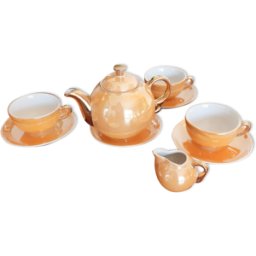 Service à café en porcelaine de Limoges, pour poupée, dinette vintage orange 6x6x4