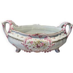 Jardiniere a decor floral kg luneville multicolore 28x20x15