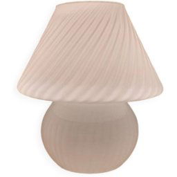 Lampe de table blanche en forme de champignon tourbillonnant en verre de Murano Lampe de chevet au design scandinave moderne du milieu du siècle Lampe de chevet en verre soufflé fabriqué à la main blanc 16x16x18