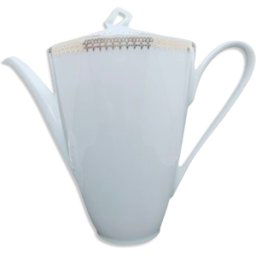 ART Cafetière porcelaine de Sologne "la motte" blanche et or blanc 23x13x21