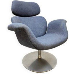 Fauteuil vintage 'Big Tulip' design hollandais bleu 90x75x97