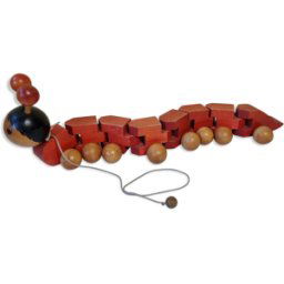Jouet à tirer vintage, "mille-pattes", 82 cm, fabriqué en Suisse rouge 82x0x0