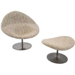 Fauteuil Big Globe avec pouf par Pierre Paulin pour Artifort, années 1970 blanc 100x90x96