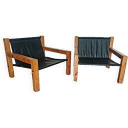 Paire de fauteuil par Max Papiri noir 80x78x68