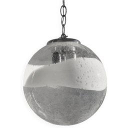 suspension globe en verre de Murano bubble candy années 1980 Lampe en verre soufflé épais Luminaire en verre artisanal de forme organique MCM blanc 34x34x33