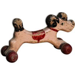 Caniche en bois à roulettes, rose et rouge, jeu de plancher à tirer rose 34x12x19