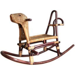 Cheval à bascule en rotin et bambou bois 104x50x68