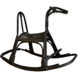 Cheval à bascule en rotin et bambou noir 78x47x57