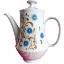 ART Cafetière en porcelaine de colditz germany décor fleurs vintage blanc 12x12x21