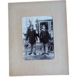 ART Photographie ancienne 1900 deux cochers Chemins de fer de l'Ouest par A. Rebut à Paris gris 21x0x27