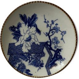 ART Japon grand plat Igezara à décor floral Japan Asie XIXe bleu 31x0x0