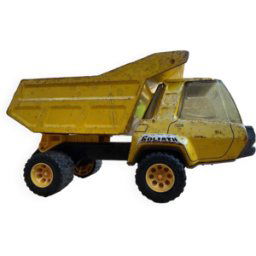 Ancien jouet en tôle camion benne basculante joustra goliath collector autophile jaune 29x14x16