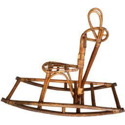 Cheval à bascule en rotin marron 96x31x84