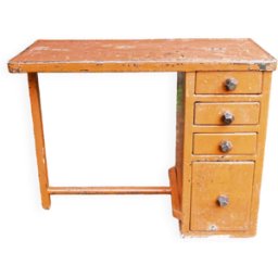 Bureau industriel art déco orange 92x50x71