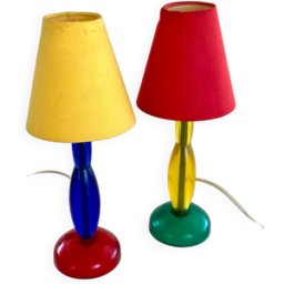 Deux lampes IKEA style Memphis 1990 multicolore 16x16x33