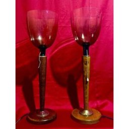 Paire de lampes "Unilux", années 80 bois 20x20x60