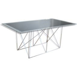 Table "Dining Table" de Max Sauze, acier et verre, France, circa 1970 noir 170x95x70