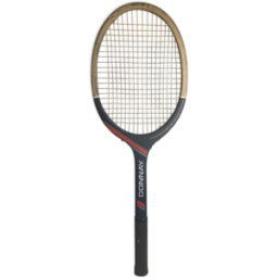 Raquette tennis ancienne Donnay court one bois + cuir made in belgique vintage multicolore 69x23x4