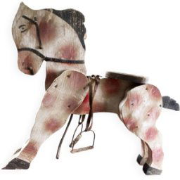 Jouet cheval de bois 50's multicolore 64x10x53