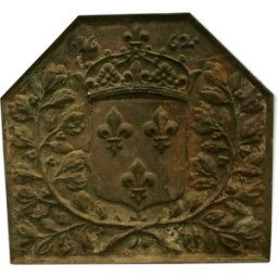 Plaque de cheminée en fonte de fer Décorde blason couronné XIX siècle noir 69x3x64