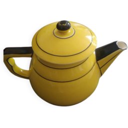 Théière jaune noir, style art déco, vintage jaune 0x0x15