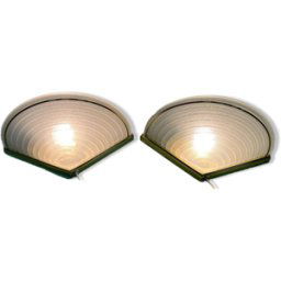 2 appliques en verre style Hollywood Regency par Massive, Belgique transparent 31x17x10