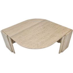 Italian travertine coffee table, 1980's beige 138x101x45