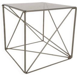 Rare table d'appoint en métal et verre de Max Sauze, Isocèle, France 1960 argent 31x30x31