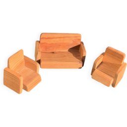 Lot de meubles pour poupées et maison de poupées, artisanal, composé d un canape et deux fauteuils bois 0x17x9