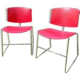 2 Chaises Max Stacker rouge rouge 50x50x76